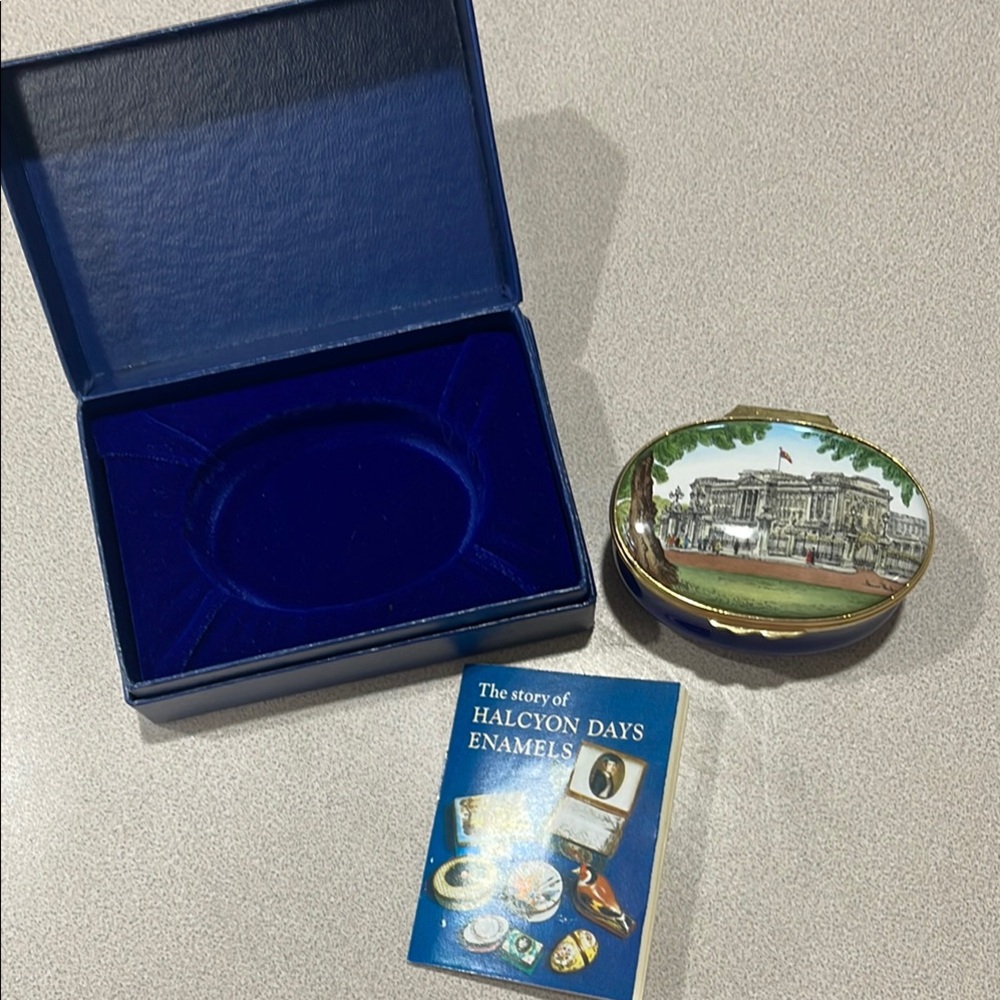 Halcyon Days Enamel Box with Scenic Design
